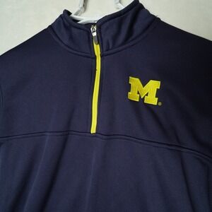 Michigan Wolverines Threads Sweatshirt Pullover Mens M Navy Blue 1/4 Zip Lined‎